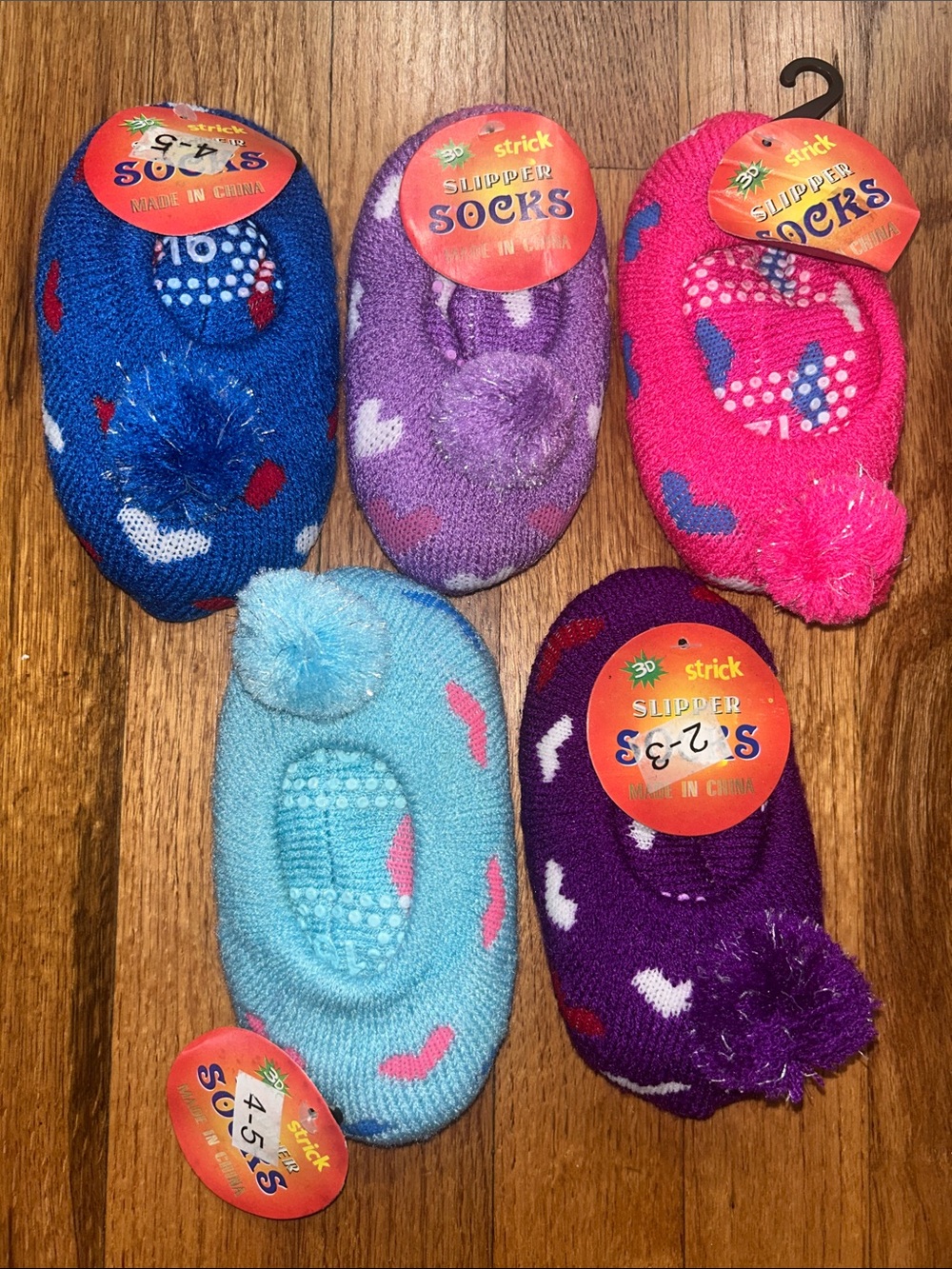 Girls Pom-Pom 3D Slipper Socks Variety in Blue, Purple, Pink, Aqua & Magenta NWT